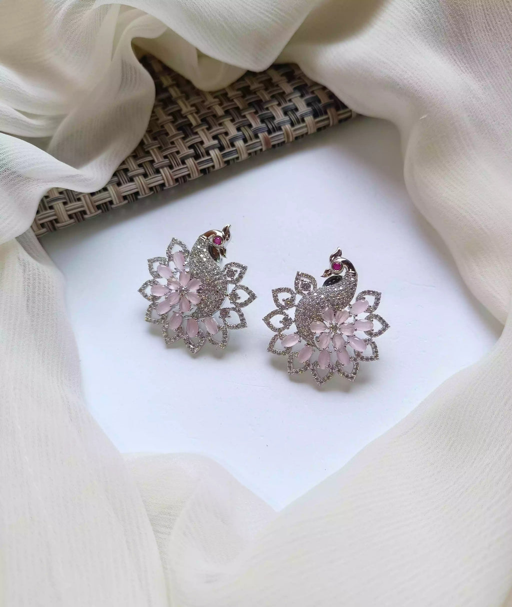 Zircon peacock earrings
