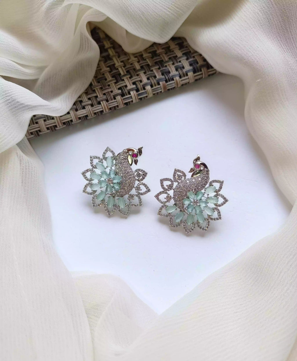 Zircon peacock earrings
