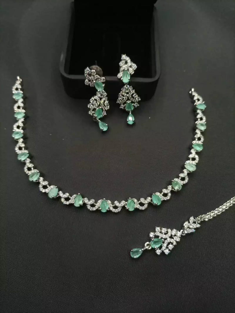 Delicate AD zircon necklace set