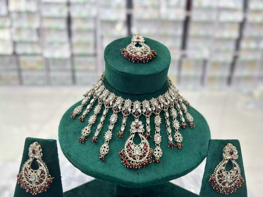 Sheesh kundan full neck set