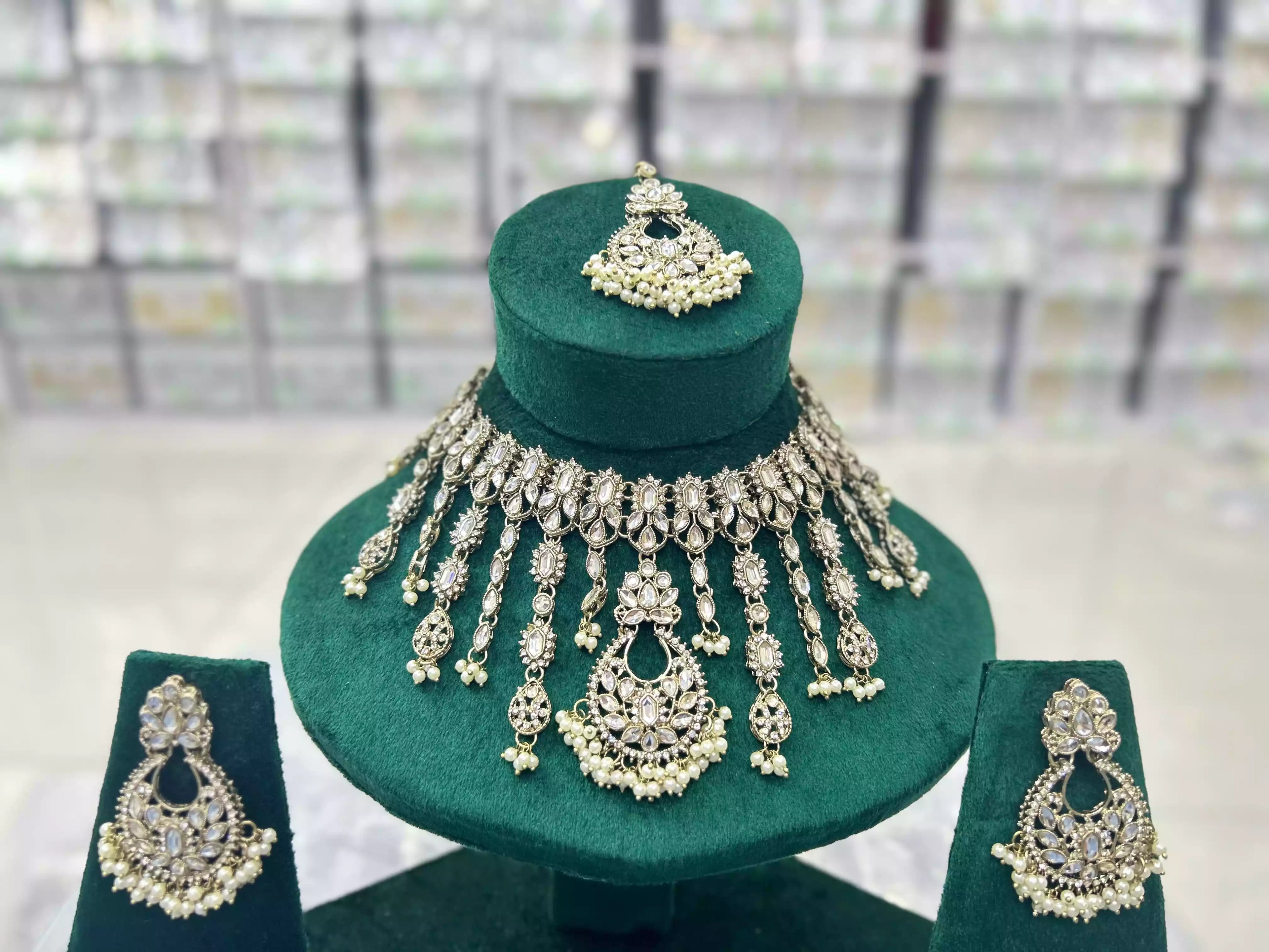 Sheesh kundan full neck set