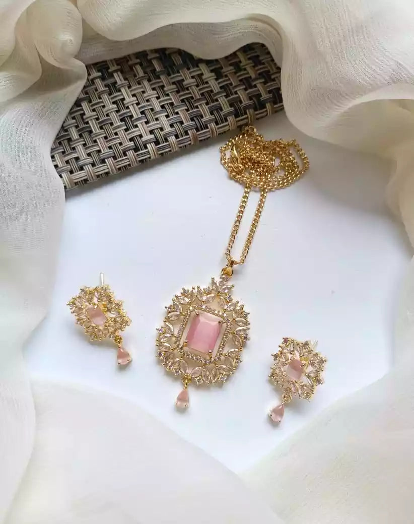 Indian zircon pendant set