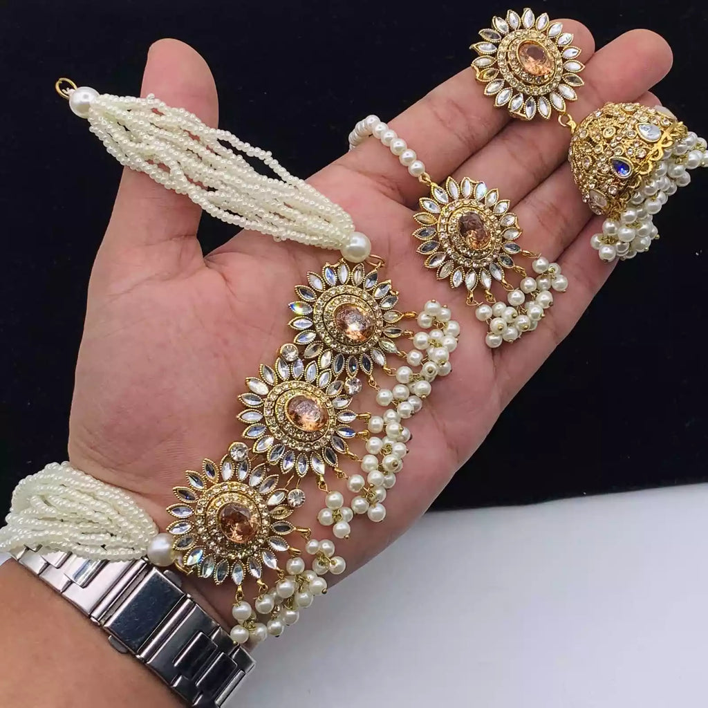 Kundan choker set with teeka
