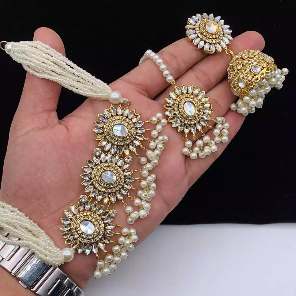 Kundan choker set with teeka