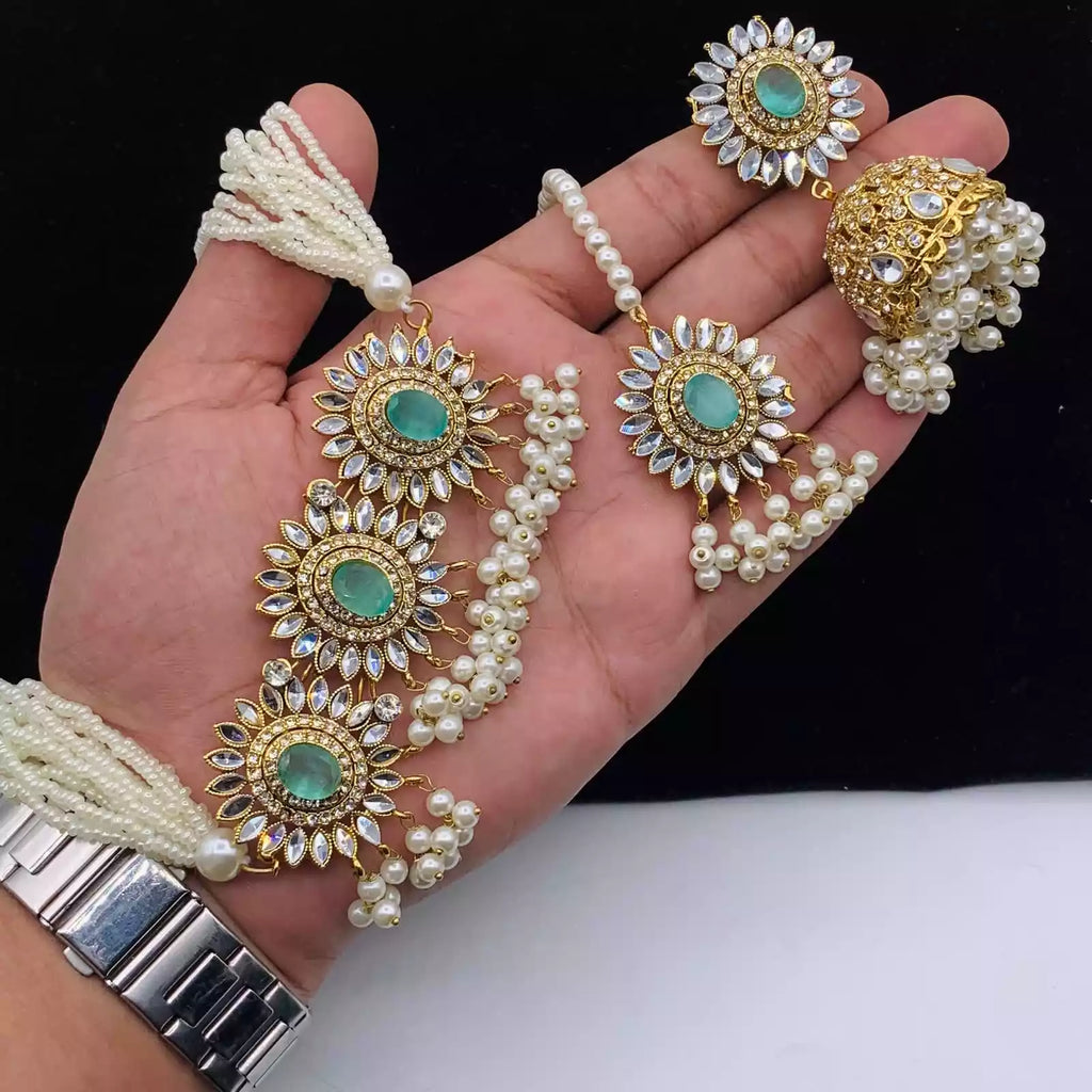 Kundan choker set with teeka
