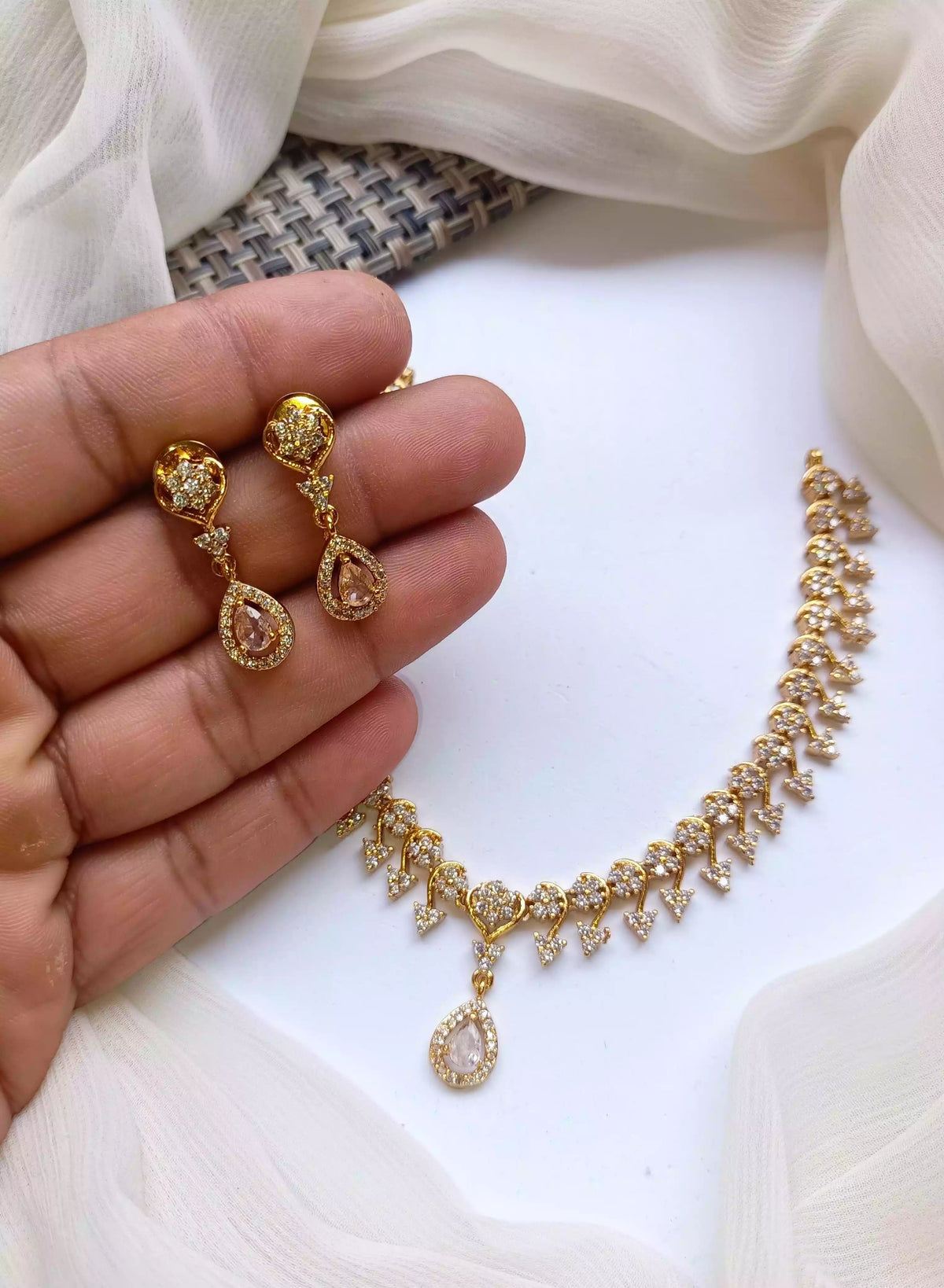 Indian zircon necklace set