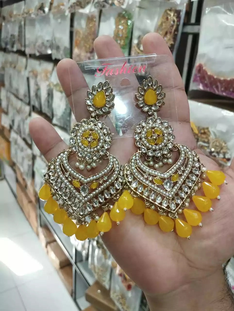 Long kundan earrings
