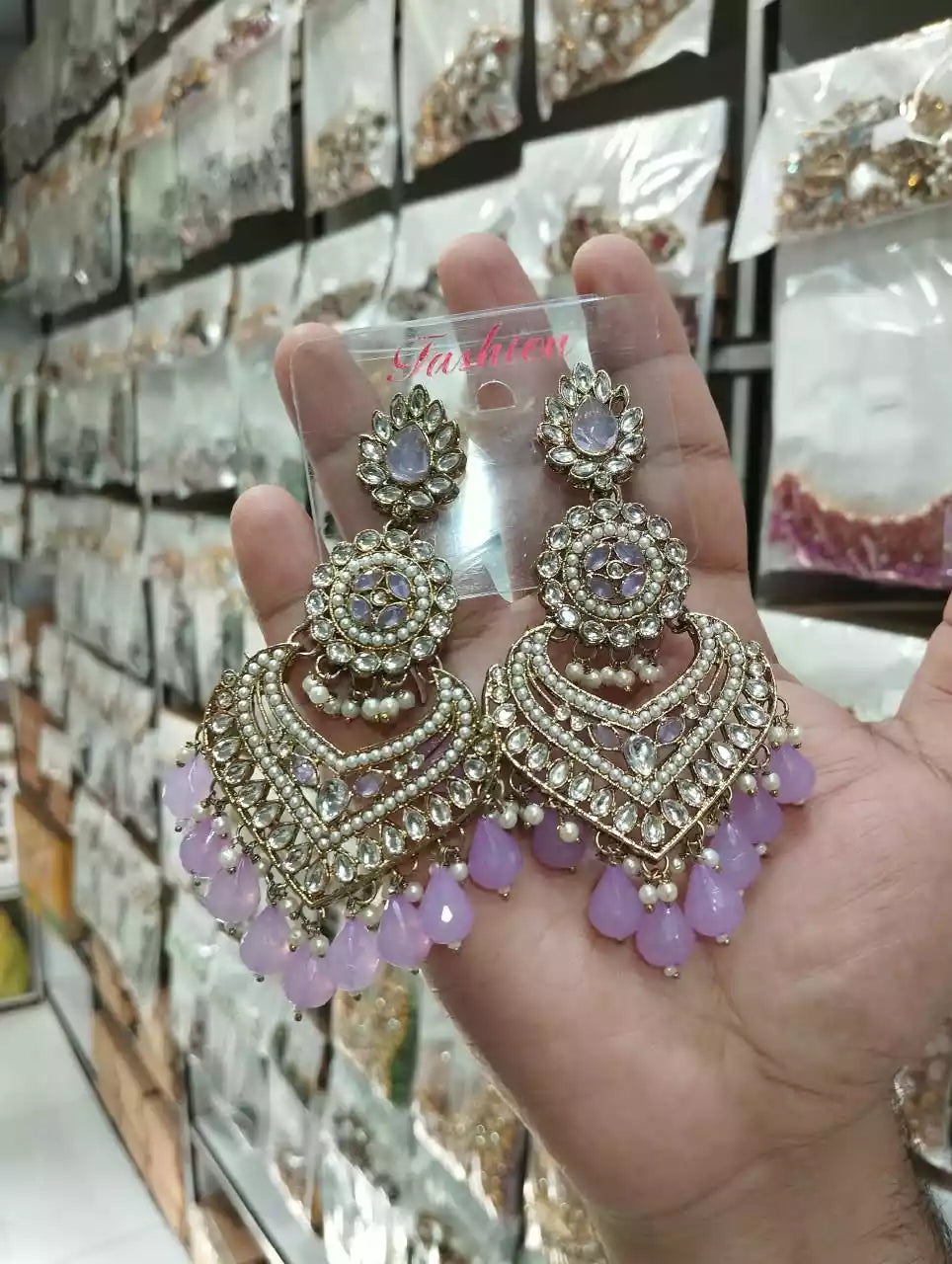 Long kundan earrings