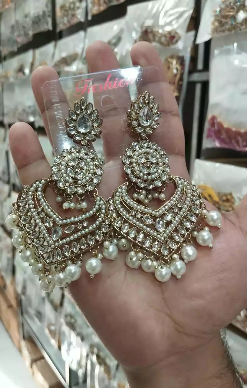 Long kundan earrings