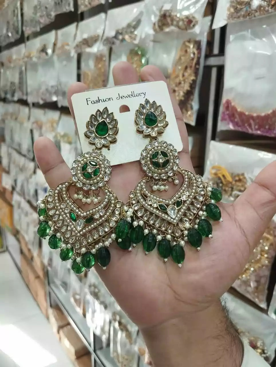 Long kundan earrings