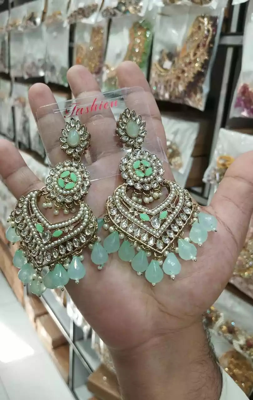 Long kundan earrings