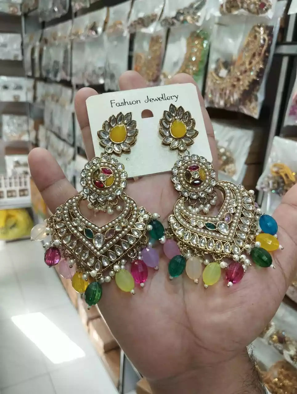 Long kundan earrings