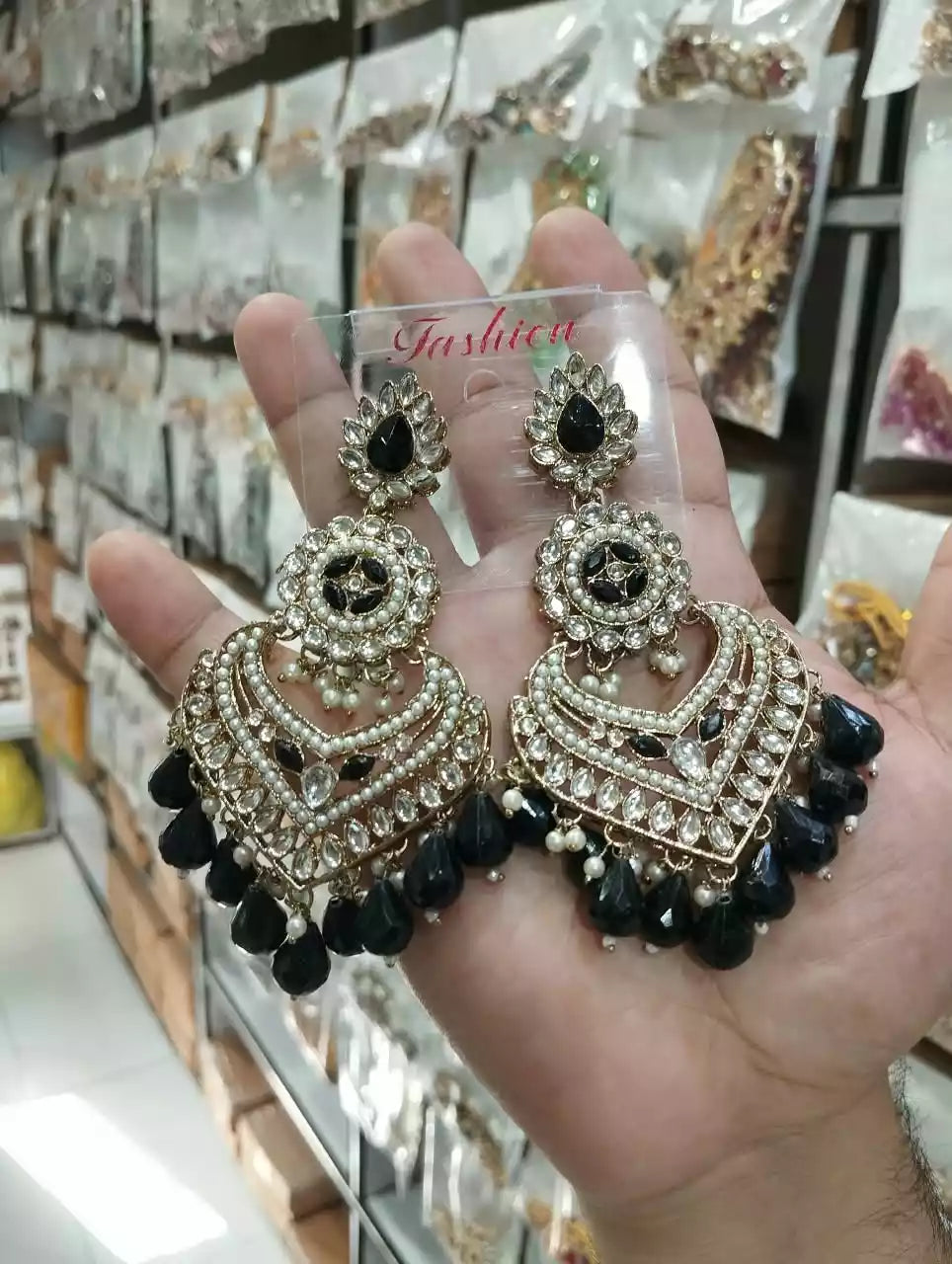Long kundan earrings
