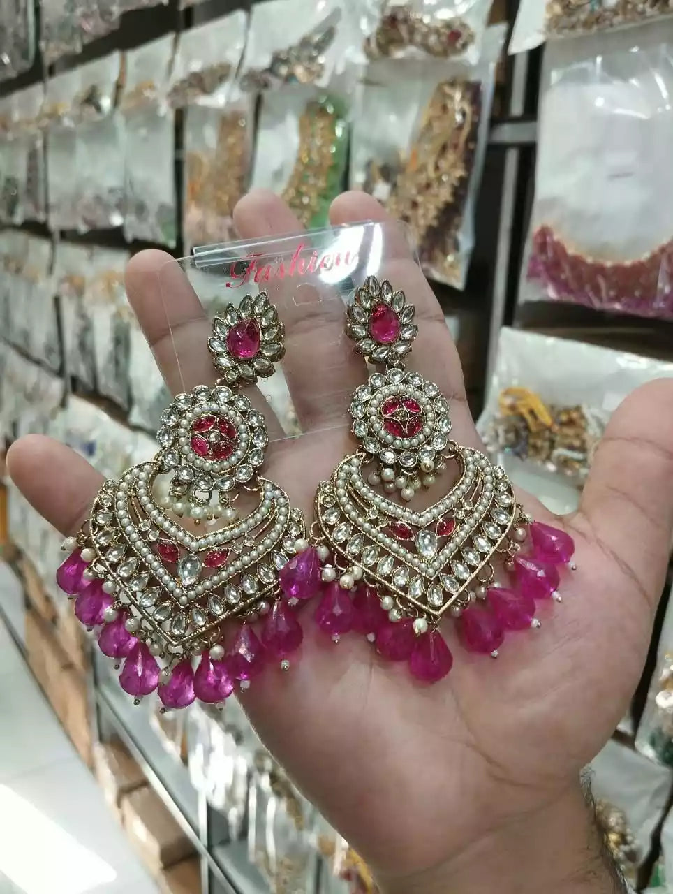 Long kundan earrings