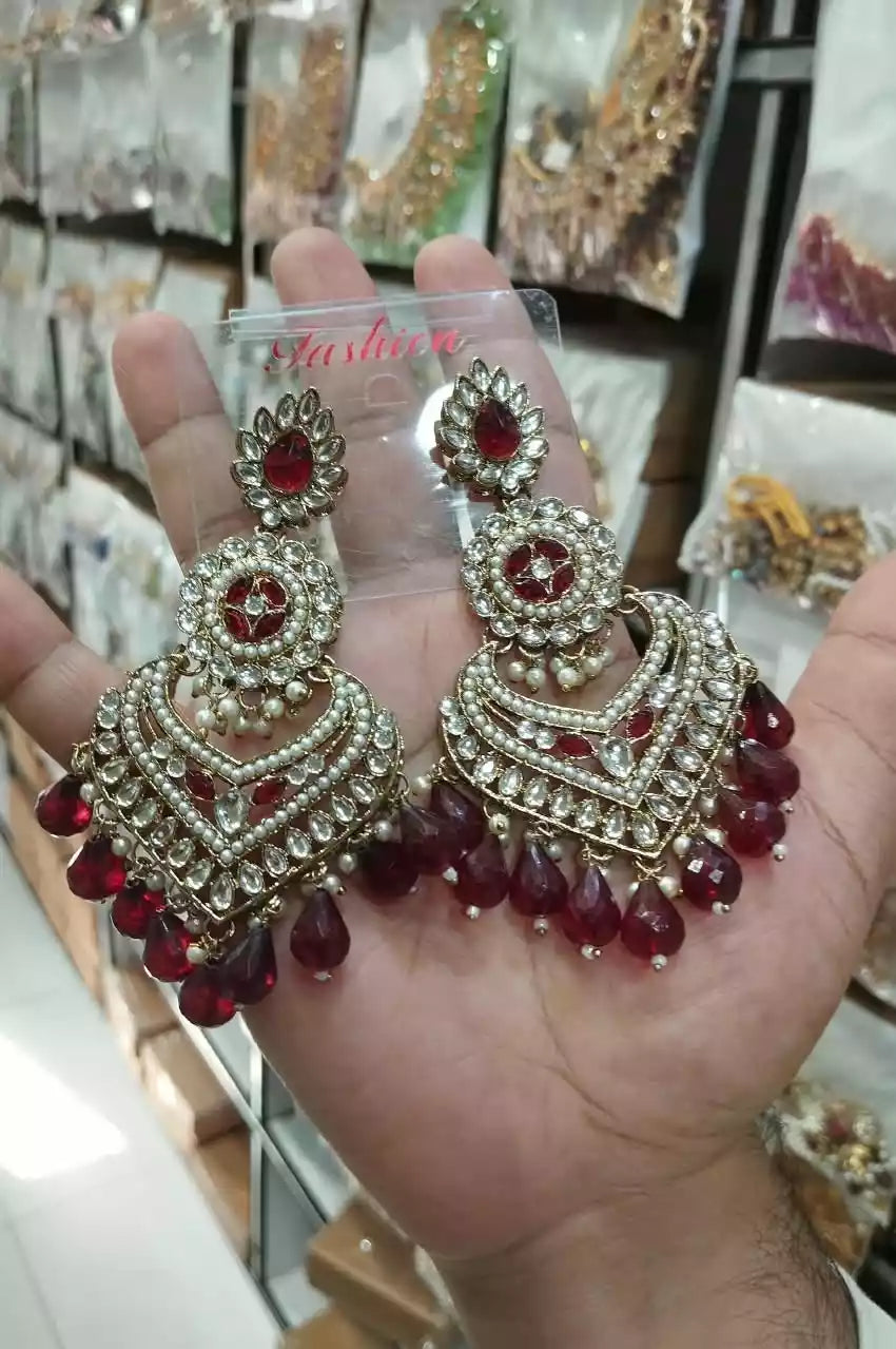 Long kundan earrings