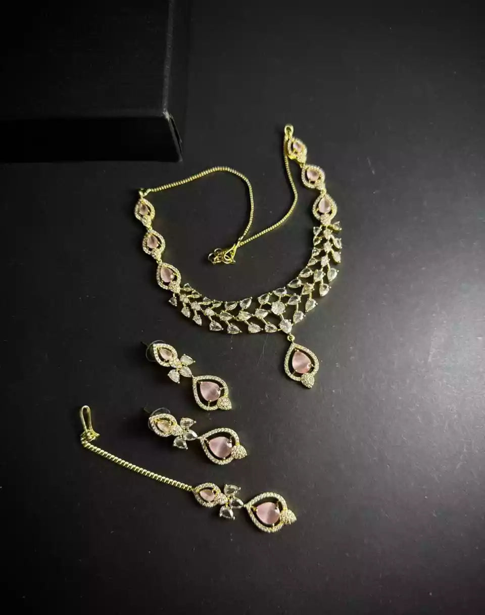 Indian zircon necklace set