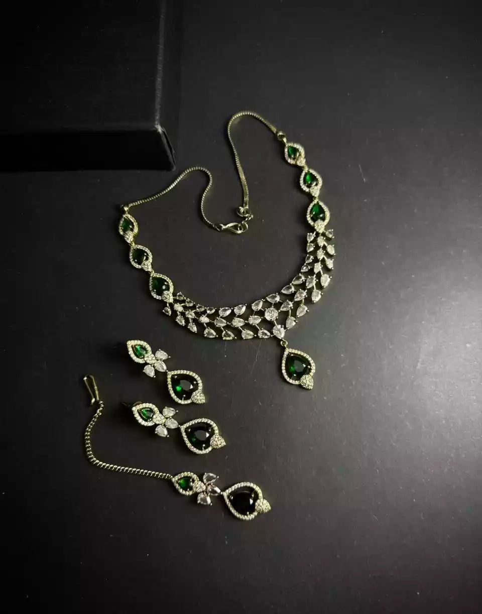 Indian zircon necklace set