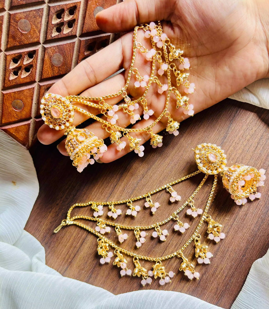 Bahubali jhumki earrings with saharay