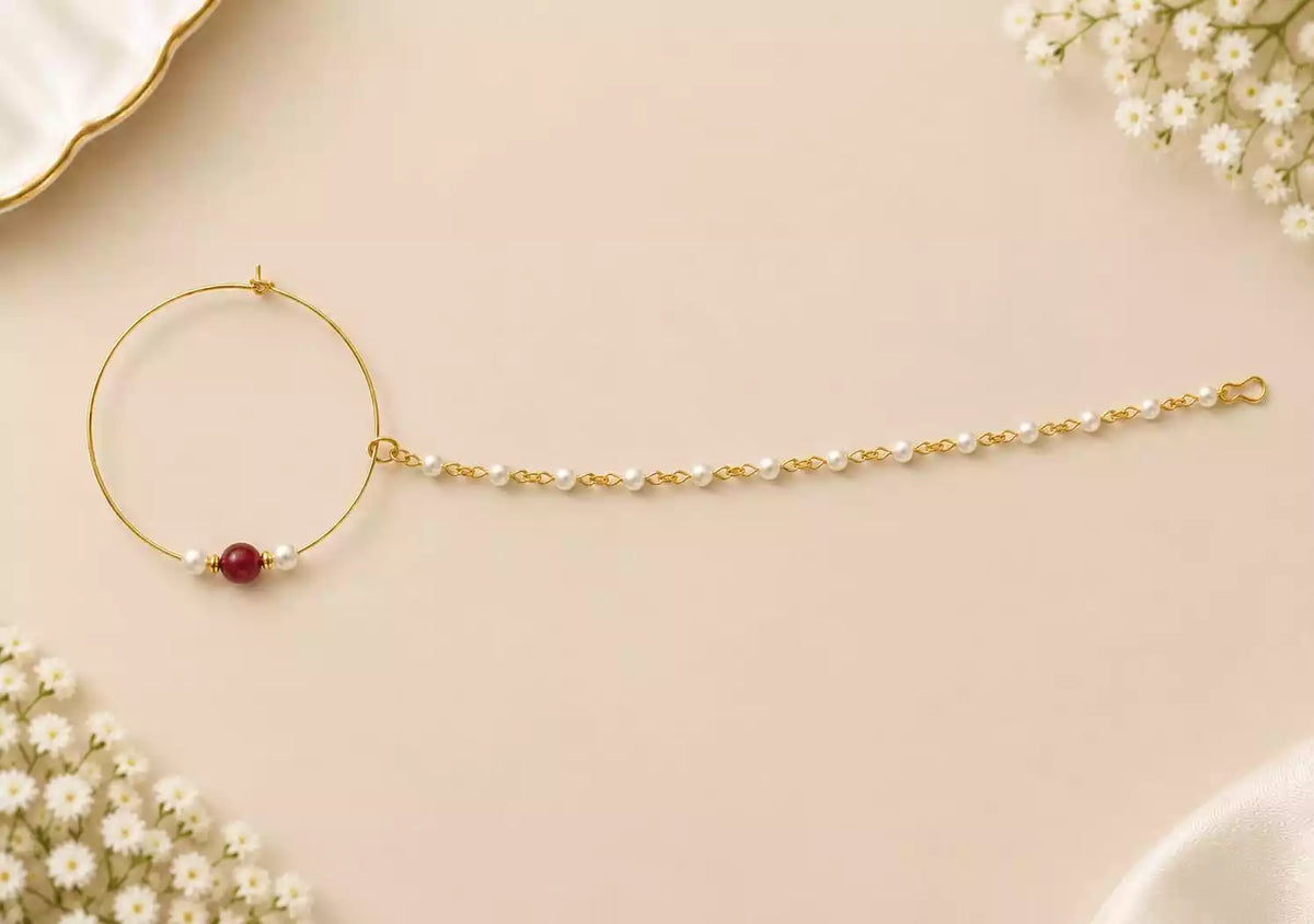 Gold plated bridal nose ring (nath)
