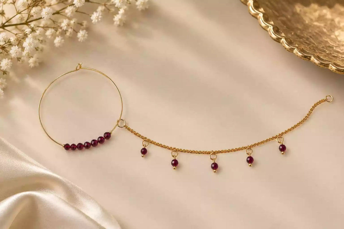 Gold plated bridal nose ring (nath) Main image
