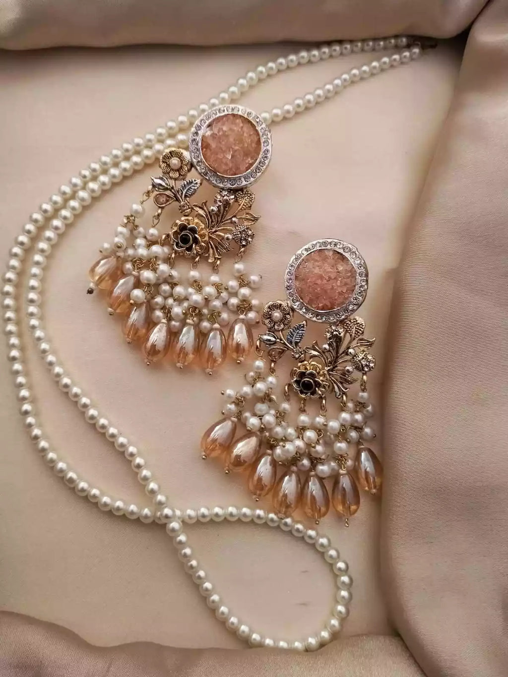 Crush stone earrings with maala
