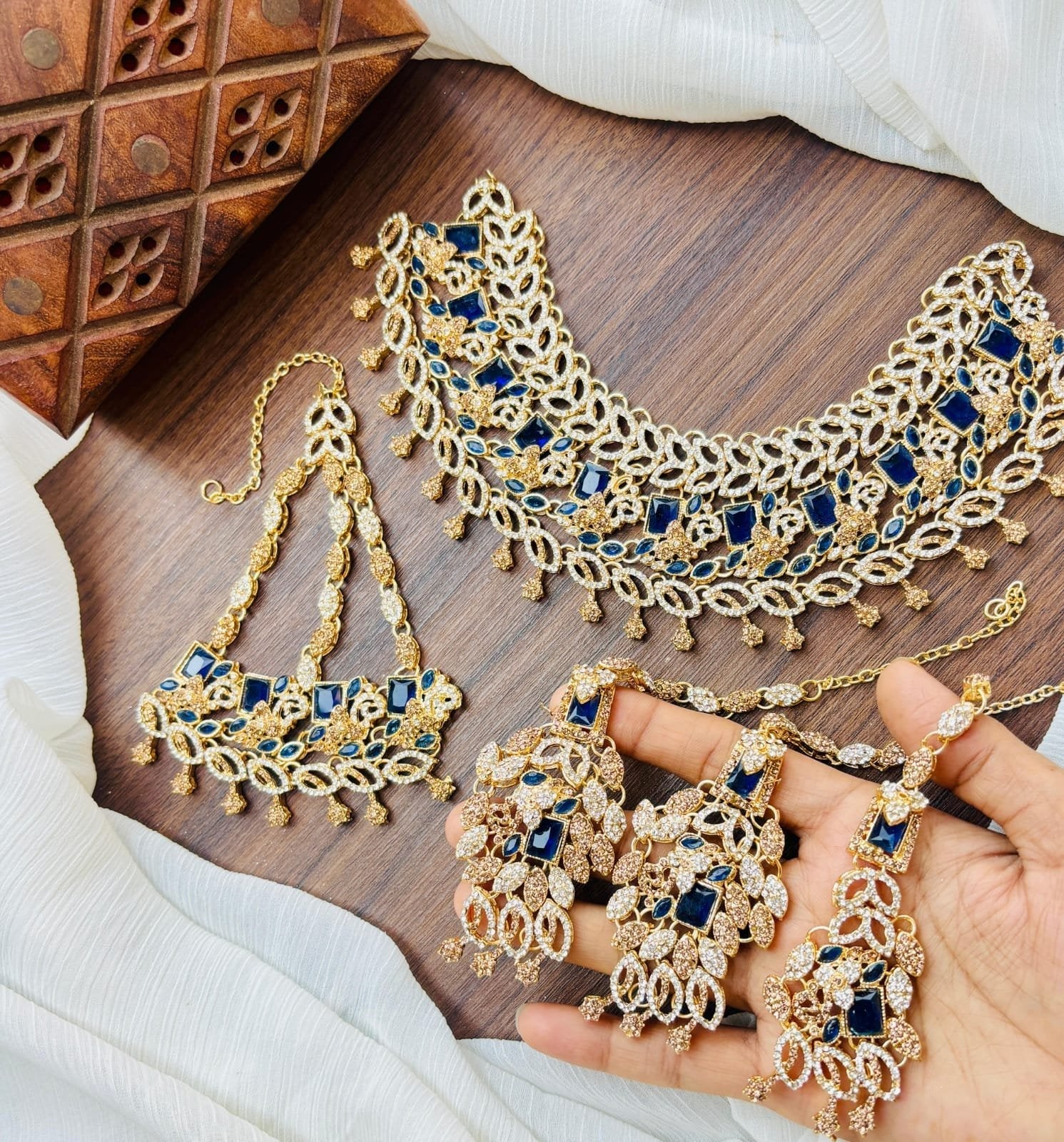 Zircon Bridal set with jhumar Secondary image