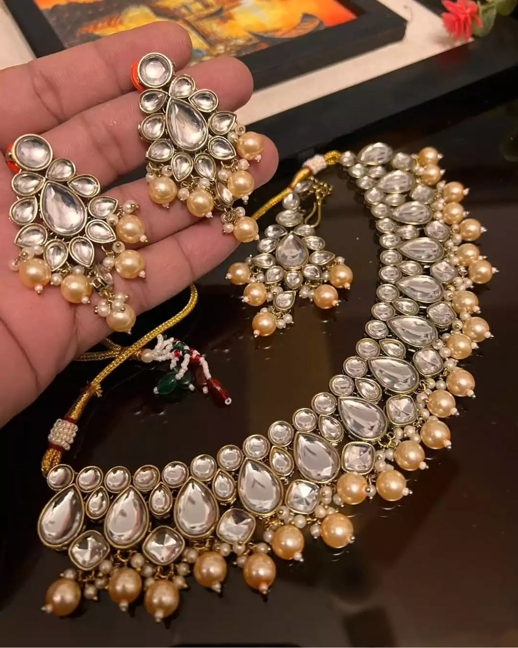 Antique kundan necklace set