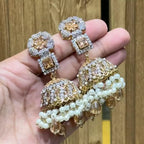 Semi precious jhumki earrings