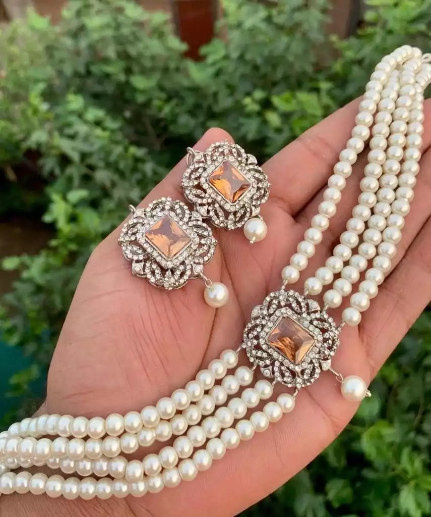 Zirconia pearl choker set