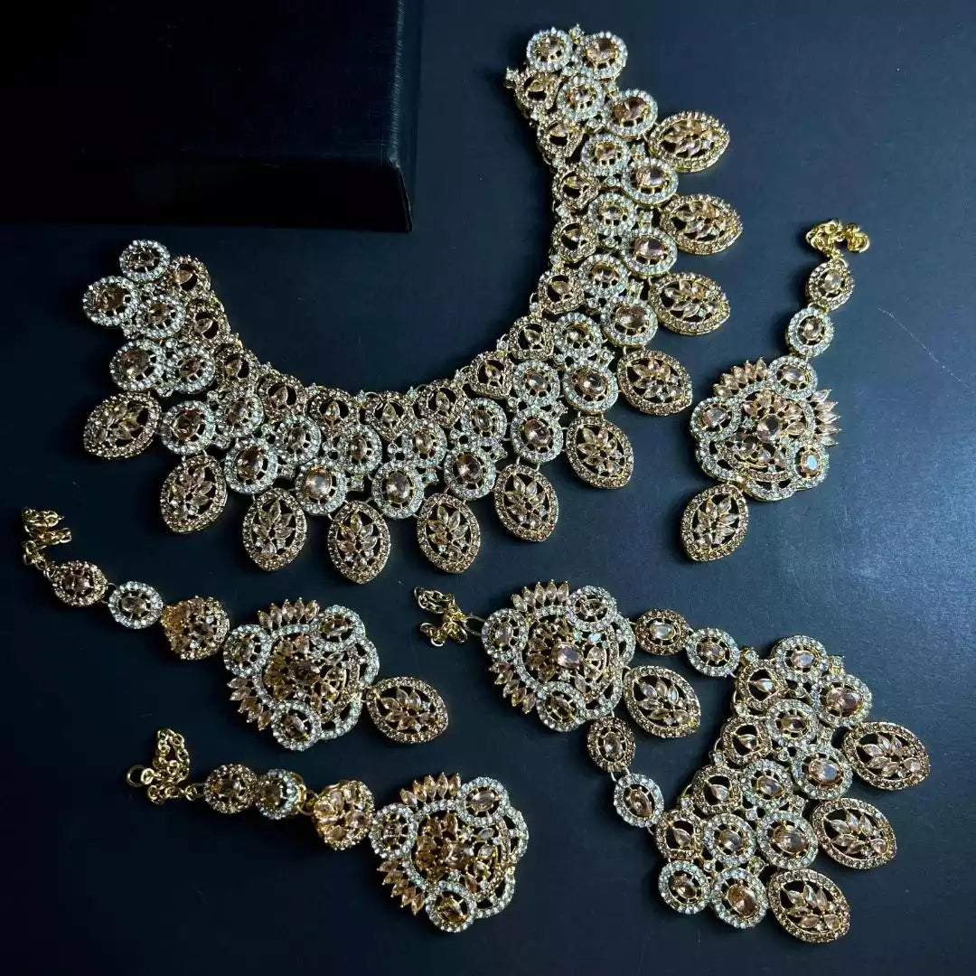 Zircon bridal set with jhumar Secondary image