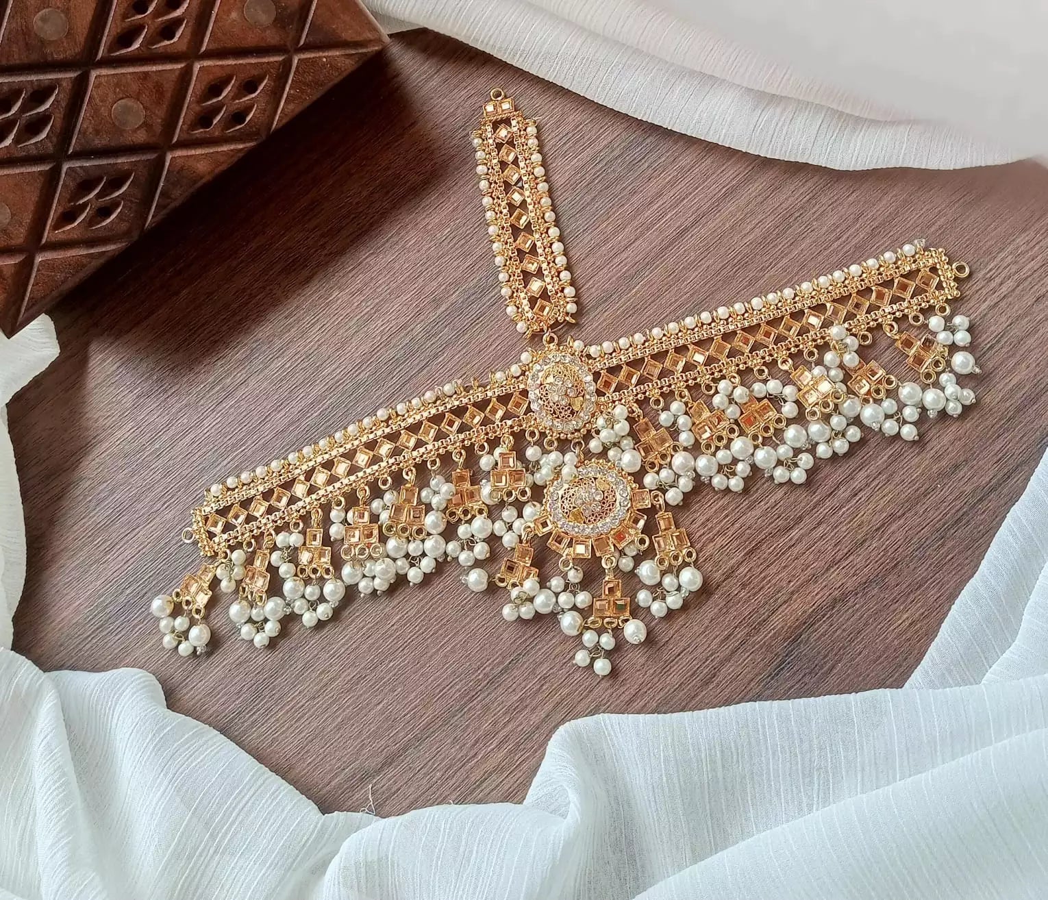 Heavy gajra bridal matha patti