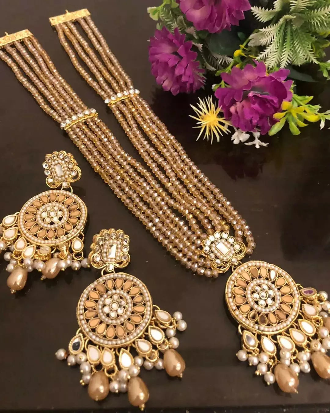 Sheesh kundan long maala set