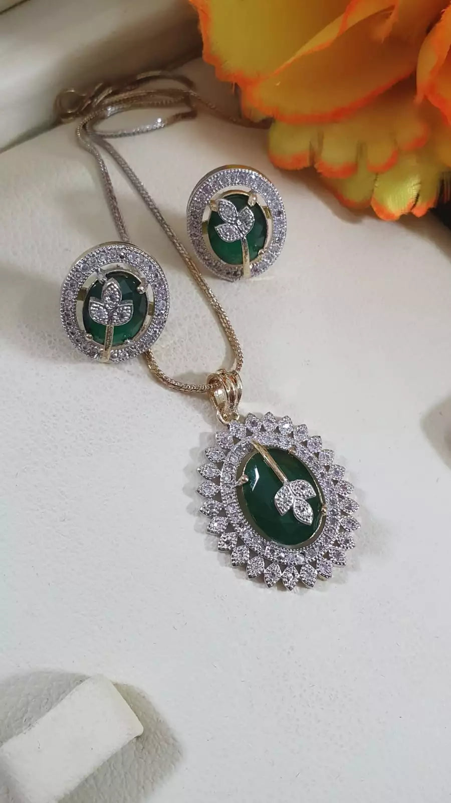 Indian zircon long chain set-017