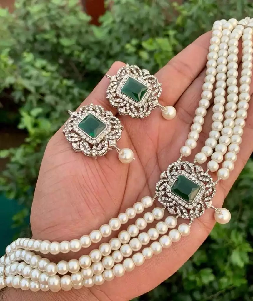 Zirconia pearl choker set