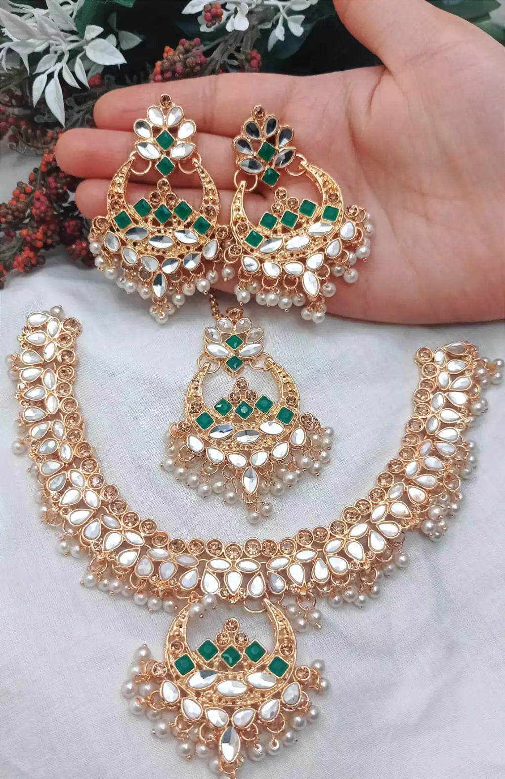 Sheesh kundan necklace set