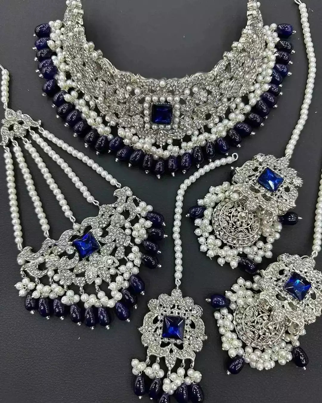 Zircon bridal set with jhumar Secondary image