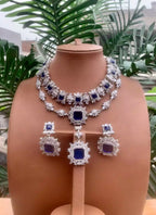 Zircon double line necklace set