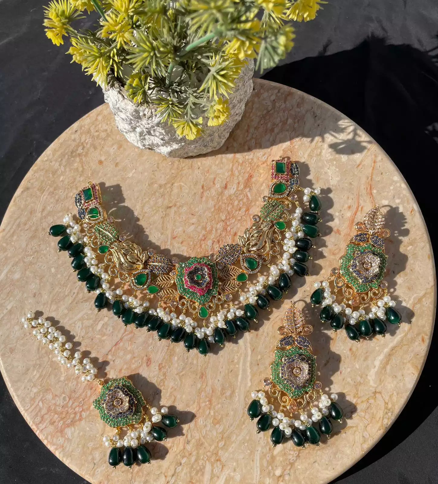 Designer 3d floral necklace set Secondary image