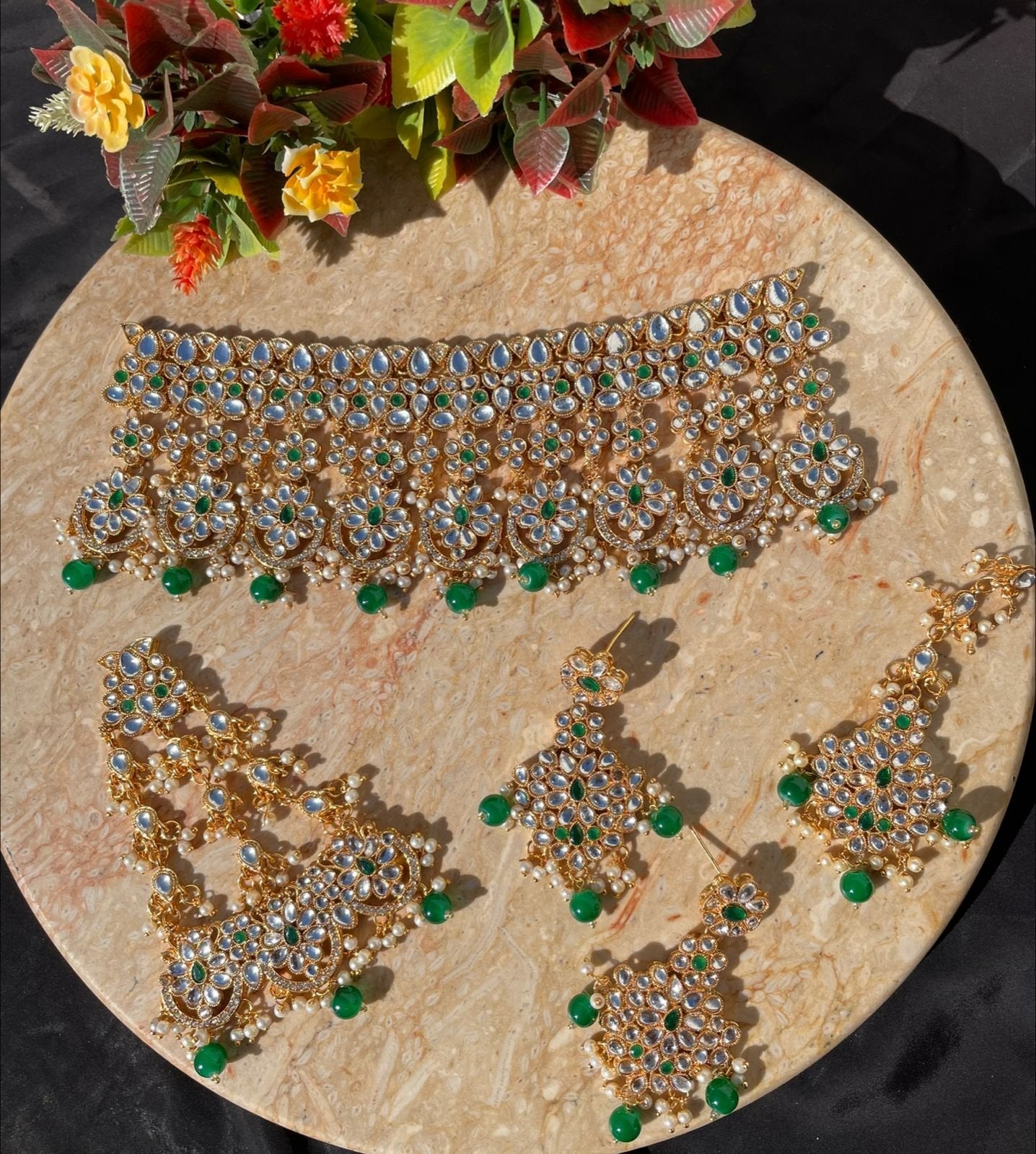 Indian kundan set with jhumar Secondary image