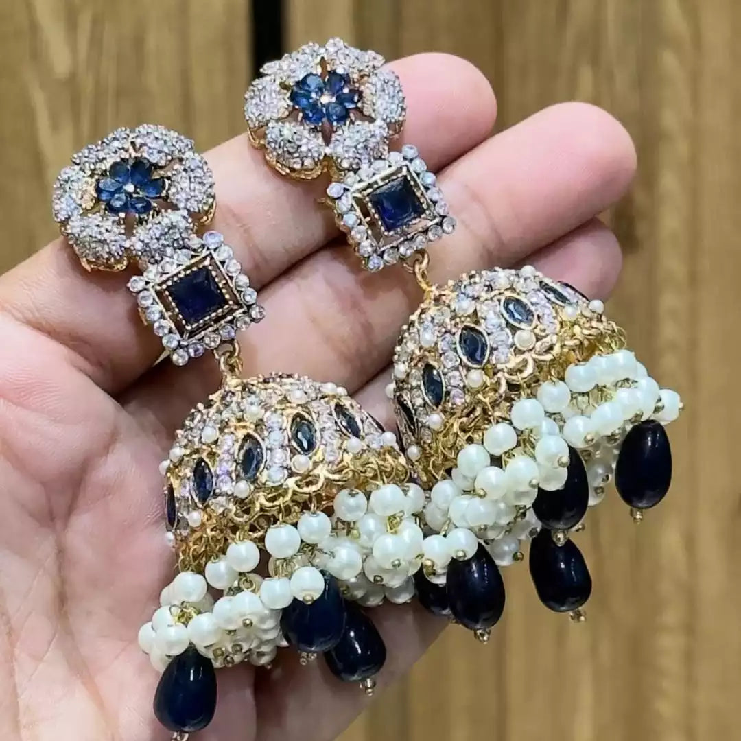 Semi precious jhumki earrings