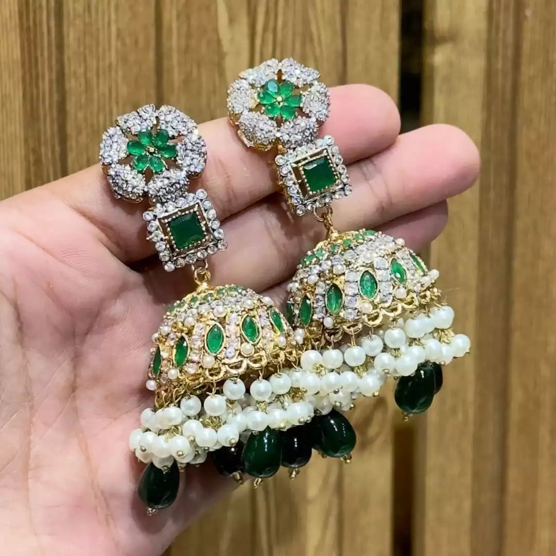 Semi precious jhumki earrings