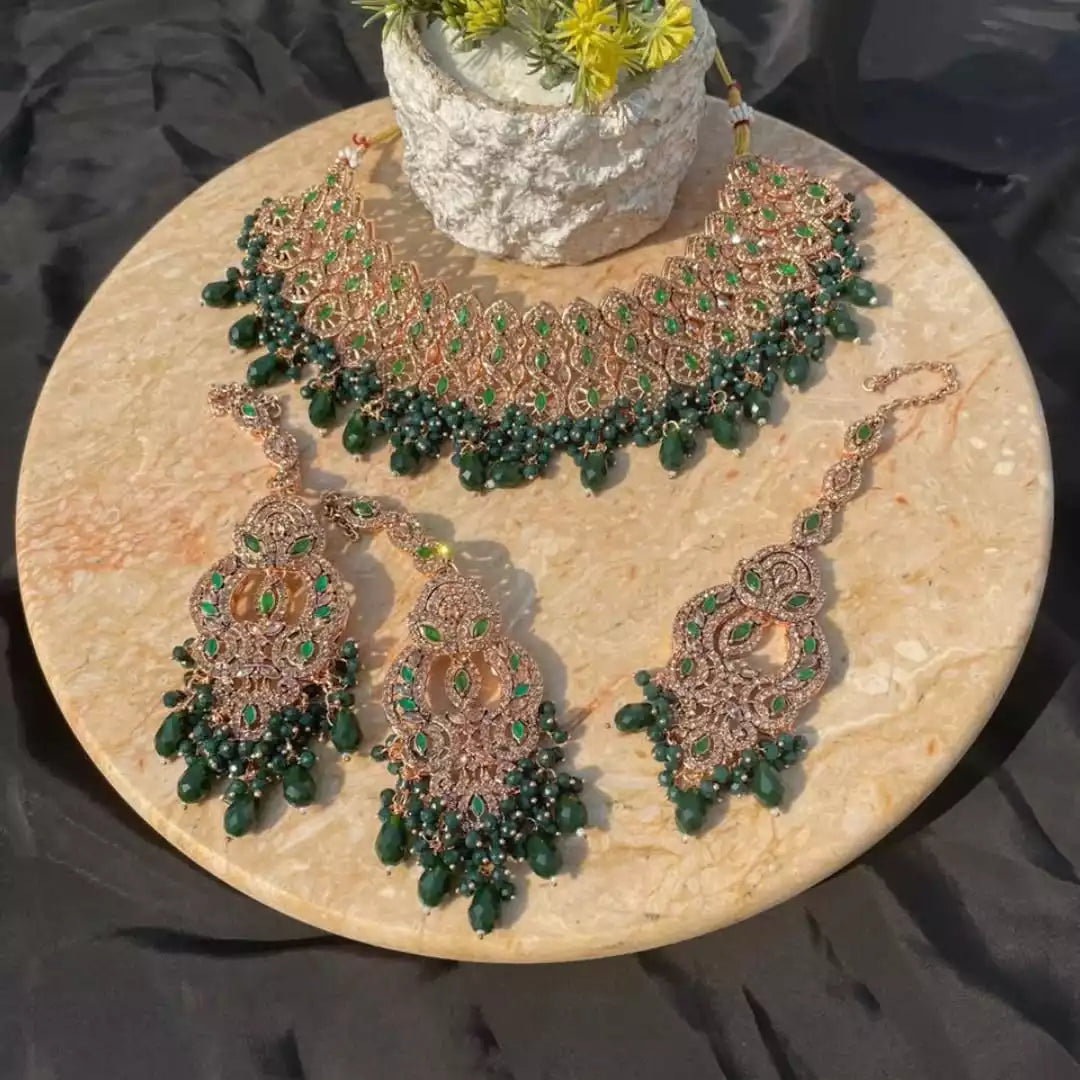 zircon bridal set with long earrings