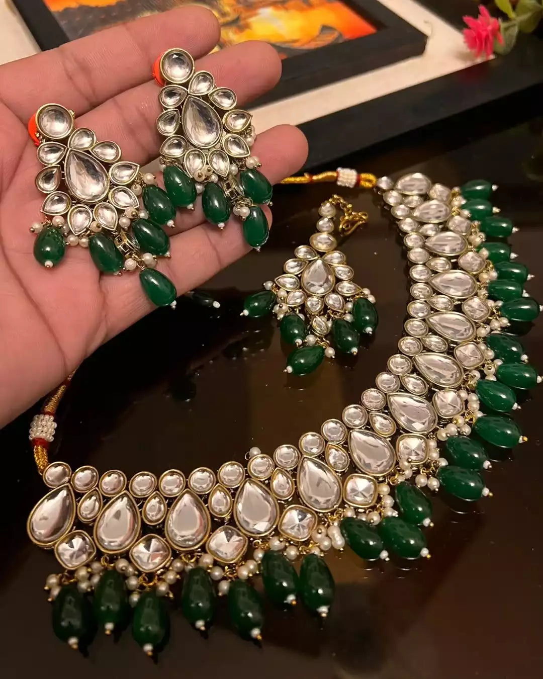 Antique kundan necklace set
