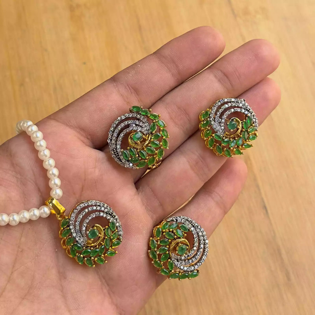 Indian zircon pendant set