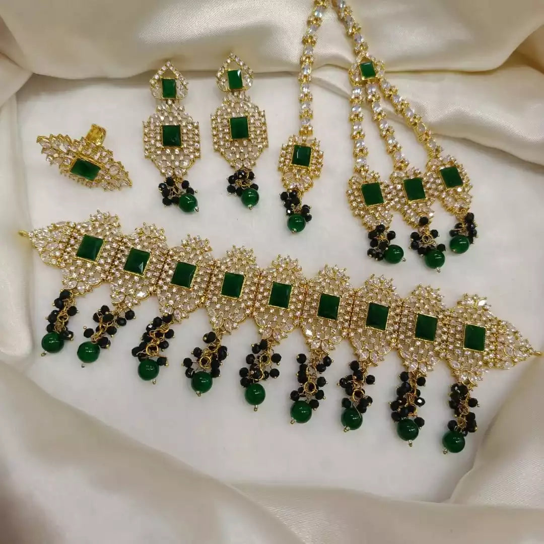 Zircon choker set with ring