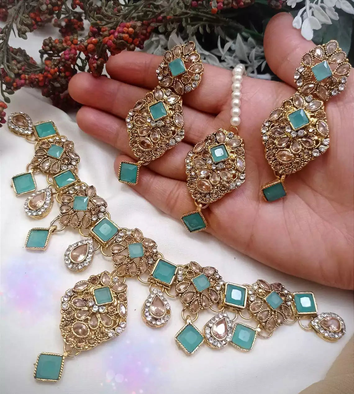 Egyptian polki set with teeka
