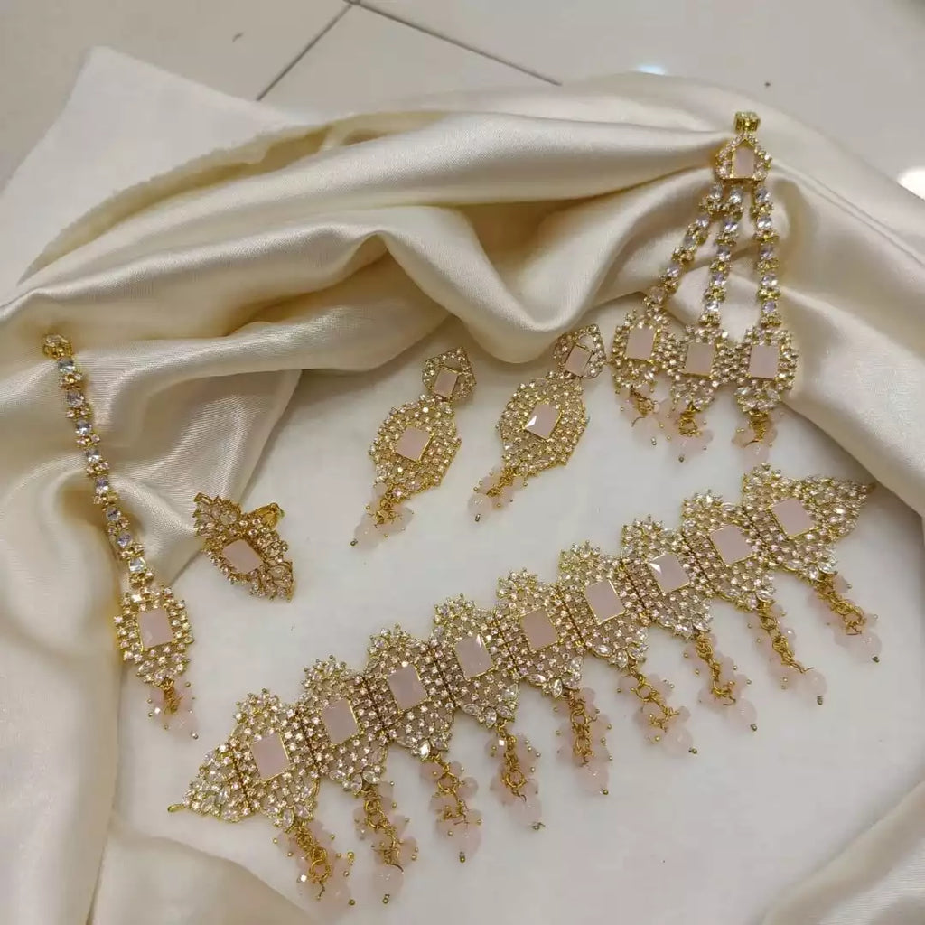 Zircon choker set with ring