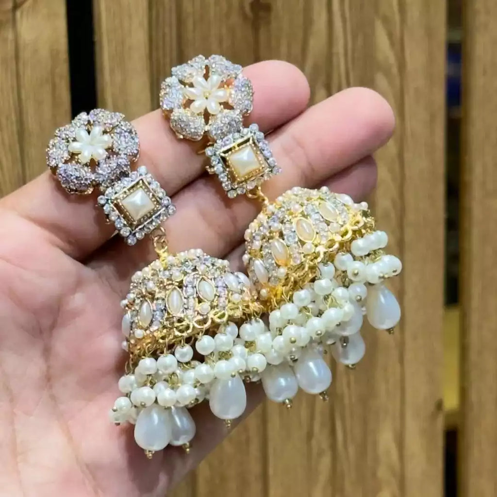 Semi precious jhumki earrings