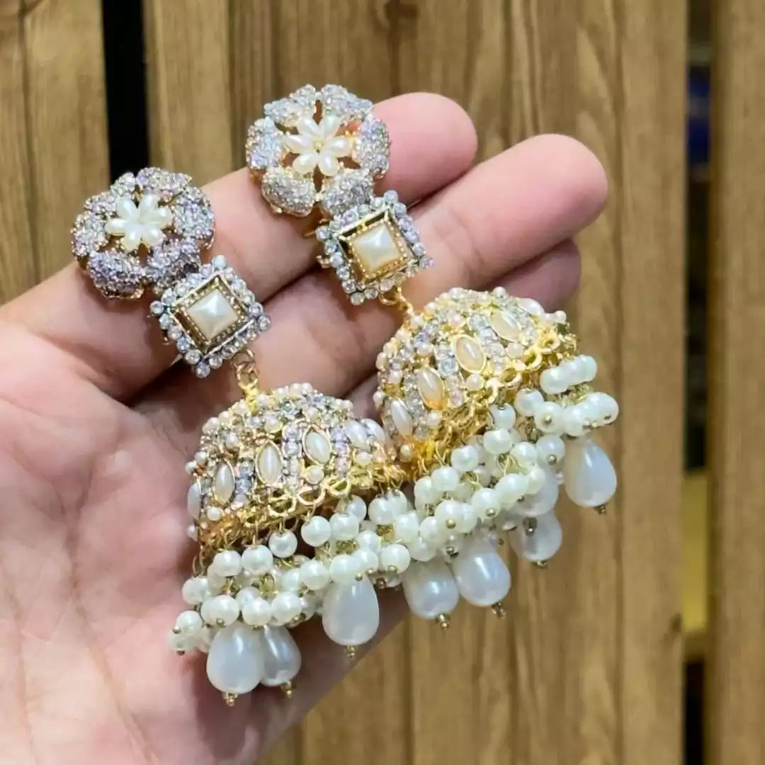 Semi precious jhumki earrings