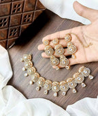 Zircon necklace set with long earrings